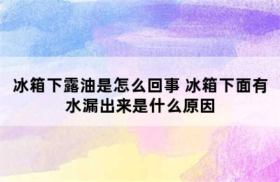 冰箱下露油是怎么回事 冰箱下面有水漏出来是什么原因